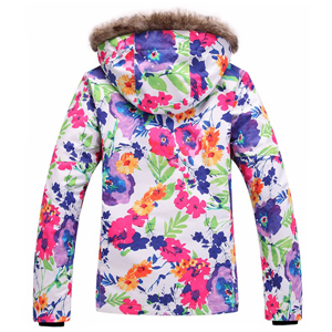 Women's floral print waterproof windproof snowboard ski jacket below zero coat