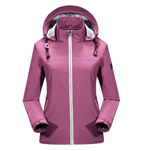 Women's waterproof lightweight rain jacket anorak with detachable hood