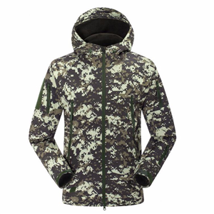 Men's military softshell tactical hooded fleece lined jacket