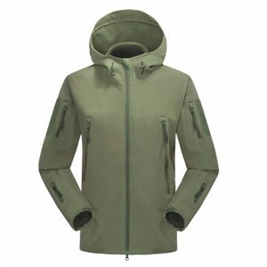 Men's military softshell tactical hooded fleece lined jacket