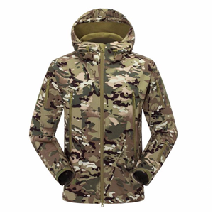 Men's military softshell tactical hooded fleece lined jacket