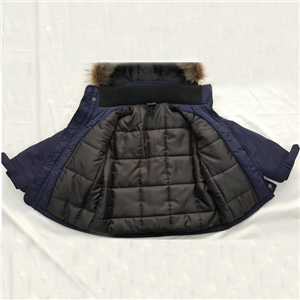 Boy's winter cotton thick hooded parka outwear coat with faux fur trim