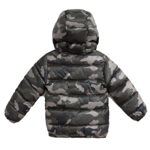 Boy's winter lightweight camouflage down jacket with hood