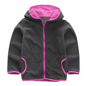 Girl's solid micro fleece jacket with lined hood