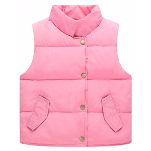 Girl's cotton padded puffer waistcoat vest with side pockets