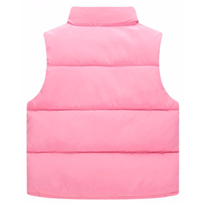 Girl's cotton padded puffer waistcoat vest with side pockets