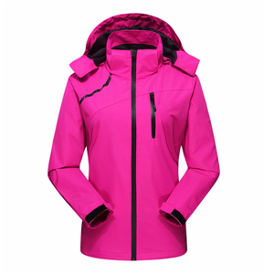 Women's hiking sportswear waterproof windproof rain jacket with detachable hood