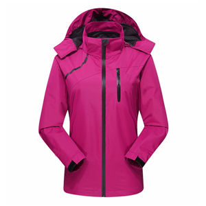 Women's hiking sportswear waterproof windproof rain jacket with detachable hood