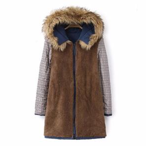 Women's hooded warm winter faux fur lined parka coat