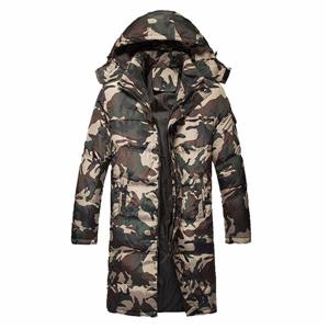 New camouflage zipper jacket long fake down men jacket