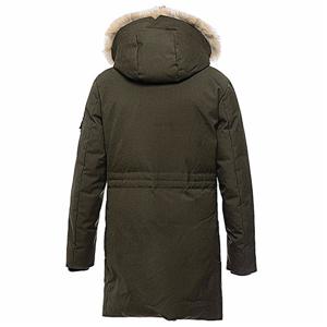 Mens winter fur coat heavy long Parka in Olive green jacke