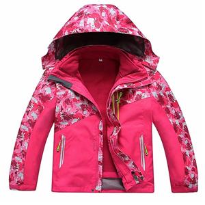 Children printed waterproof and windproof 3 in1 girl's winter jacket
