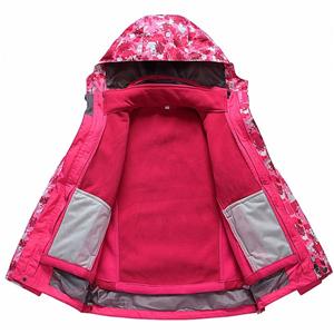 Children printed waterproof and windproof 3 in1 girl's winter jacket