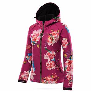 Women's waterproof soft shell jacket fashion coat printed breathable softshell jacket