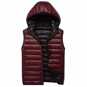 Custom men’s best cheap foldable light down vest with hood sleeveless jacket