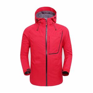 Men's wholesale waterproof red jacket with hood for outdoor sports