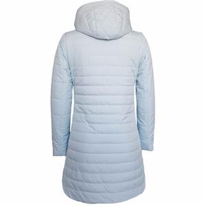 Ladies light weight padded cotton long quilting coat with hood