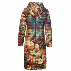 European style ladies winter long overcoats 2017new fashion printing puffer womens long feather down parka jacket