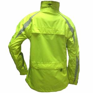 Women's outer wear fluo yellow waterproof jacket with reflective insert
