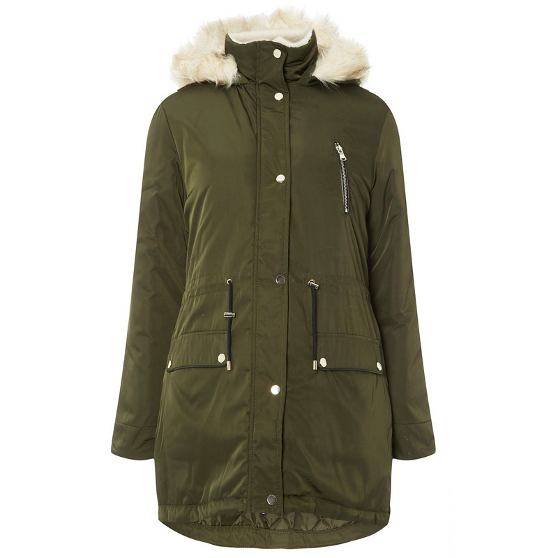 Wholesale winter women olive parka jacket with fur hood