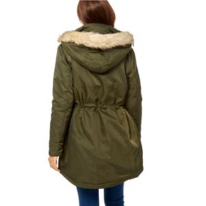 Wholesale winter women olive parka jacket with fur hood