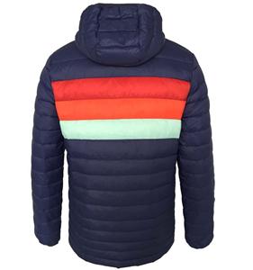 Mens hooded colorblocked light down jacket