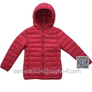Girls light weight down jacket with hood