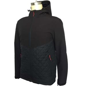 Outdoor softshell jacket with bottom fake down jacket