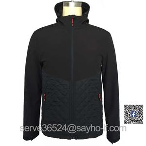 Outdoor softshell jacket with bottom fake down jacket