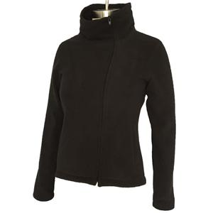 Women fashion high collar slant zipper fleece jacket