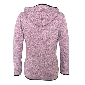 Women's hoodie brushed knitted fleece jacket with contrast zipper