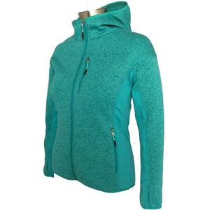 OEM ODM Outdoor casual women's slim hooded hybrid cationic fleece jacket