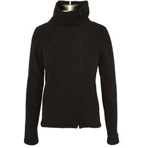 Women fashion high collar slant zipper fleece jacket