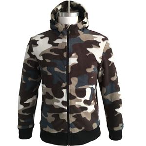 Customized men zip up camouflage polar fleece hunting jacket