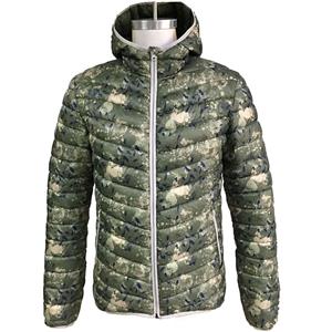 Winter men camo printed polyester down hunting jacket