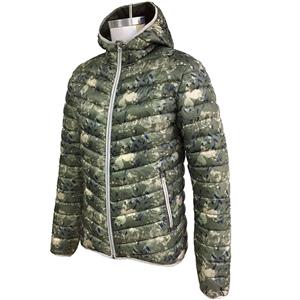 Winter men camo printed polyester down hunting jacket