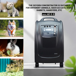 جهاز تركيز أكسجين محمول ثنائي التدفق سعة 5 لترات للحيوانات الأليفة، مناسب للعيادات البيطرية