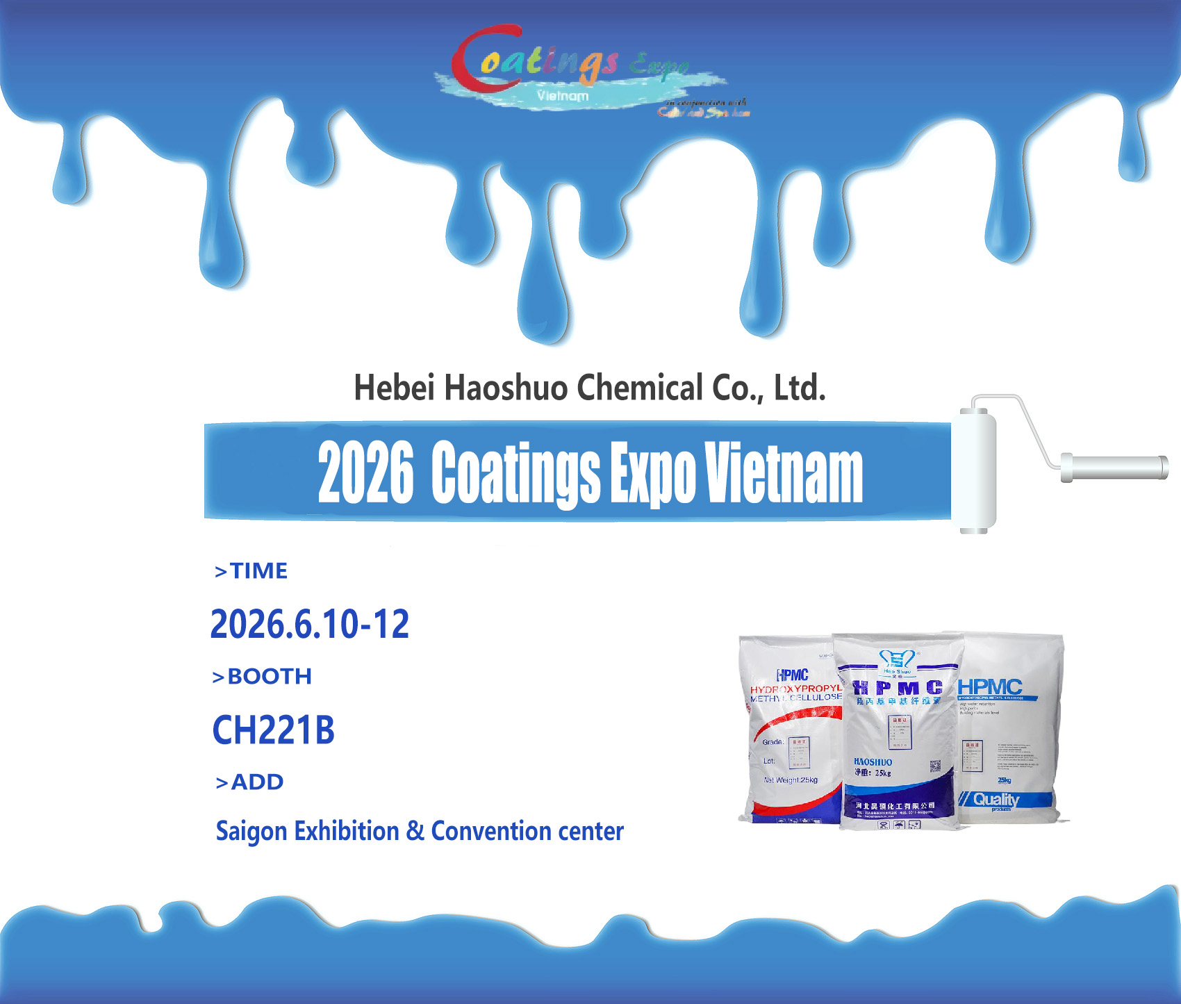 Hebei Haoshuo Chemical Invites You to Coatings Expo Vietnam 2026 – Booth CH221B