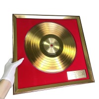 Au999 Gold Personalizzato Song Award Plaque Souvenir Regalo Disco in vinile