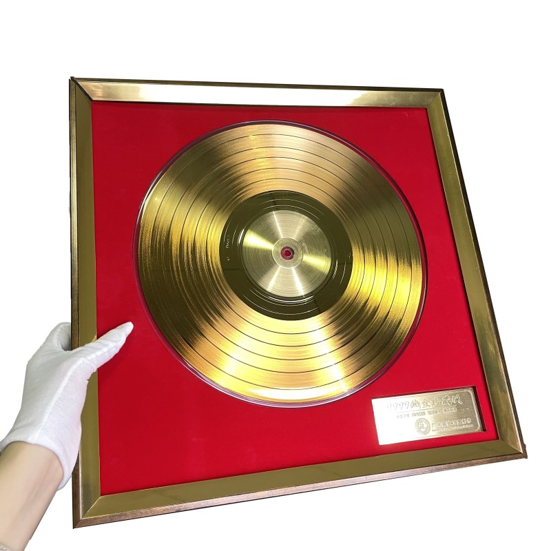 Au999 Gold Personalizzato Song Award Plaque Souvenir Regalo Disco in vinile