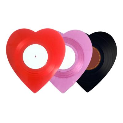 Dischi in vinile trasparente a forma di cuore rosa rosso amore