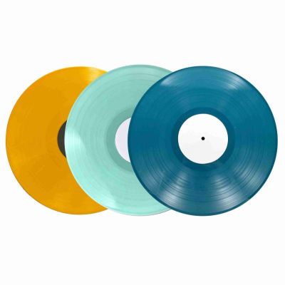 Disco in vinile colorato personalizzato arancione blu verde tinta unita