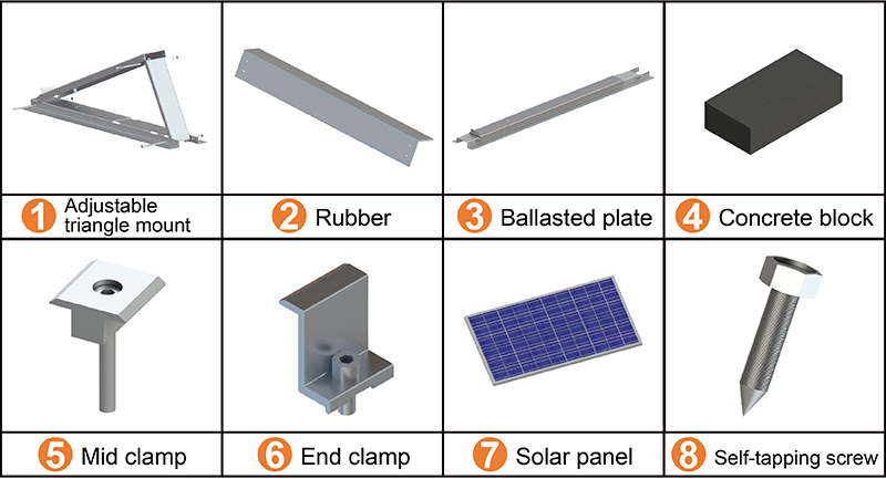 Penetration Ballasted Flat Roof Racking