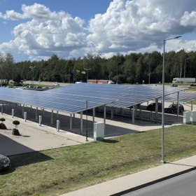 Lithuania’s largest PV carport powering 44 EV chargers