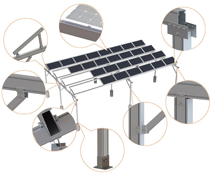 Aluminum Farm Solar Mounting System with Ground Screws Solar Racking Solar Bracket
