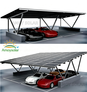 Aluminum Carport Solar Mounting System with Concrete Foundation W-type solar carport racking