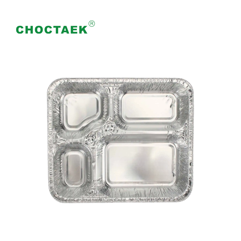 muti-compartments disposable aluminium foil Takeaway food containers with lids