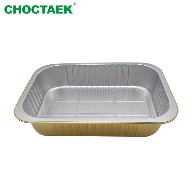 Rectangle Heat-Sealing Smooth Wall Reverse Curling Aluminium Foil Dish Box