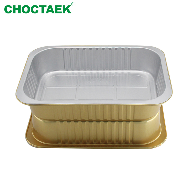 580ml /750ml/930ml Smooth Wall Reverse Curling Aluminum Foil Trays for Food