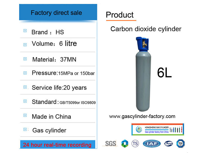 Supply 6L 200bar CO2 Argon Tanks Nitrogen Helium N2O Air Cylinder